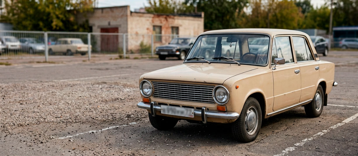 Отечественный автомобиль на площадке перед продажей.