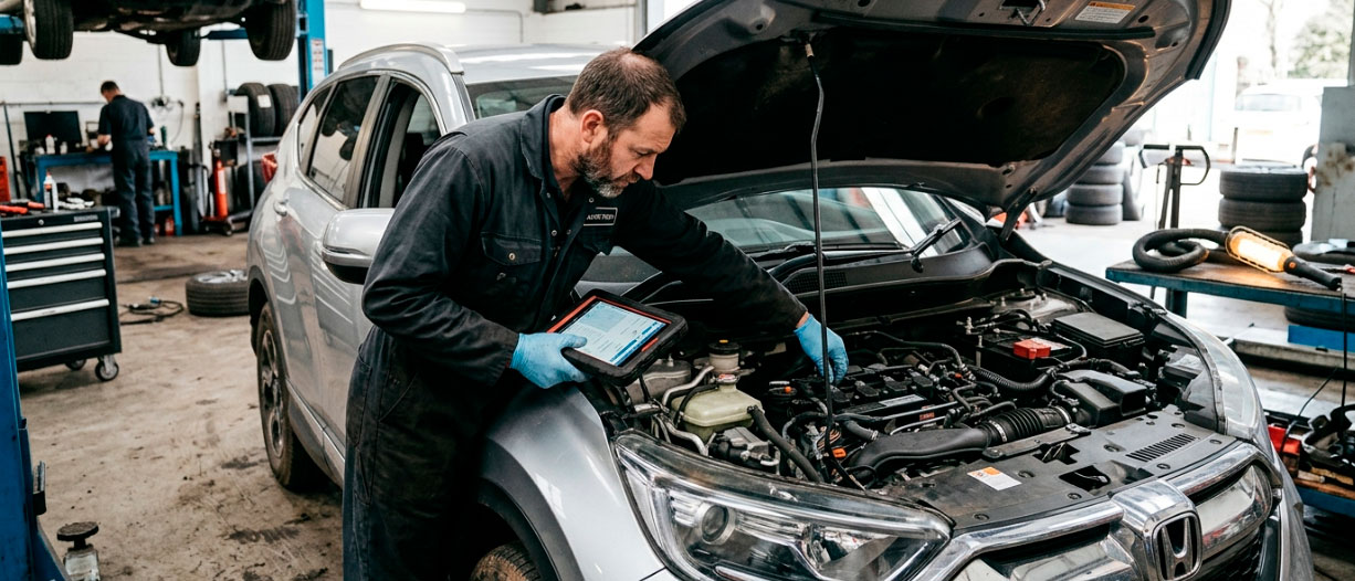Диагностика двигателя и коробки передач Honda с пробегом